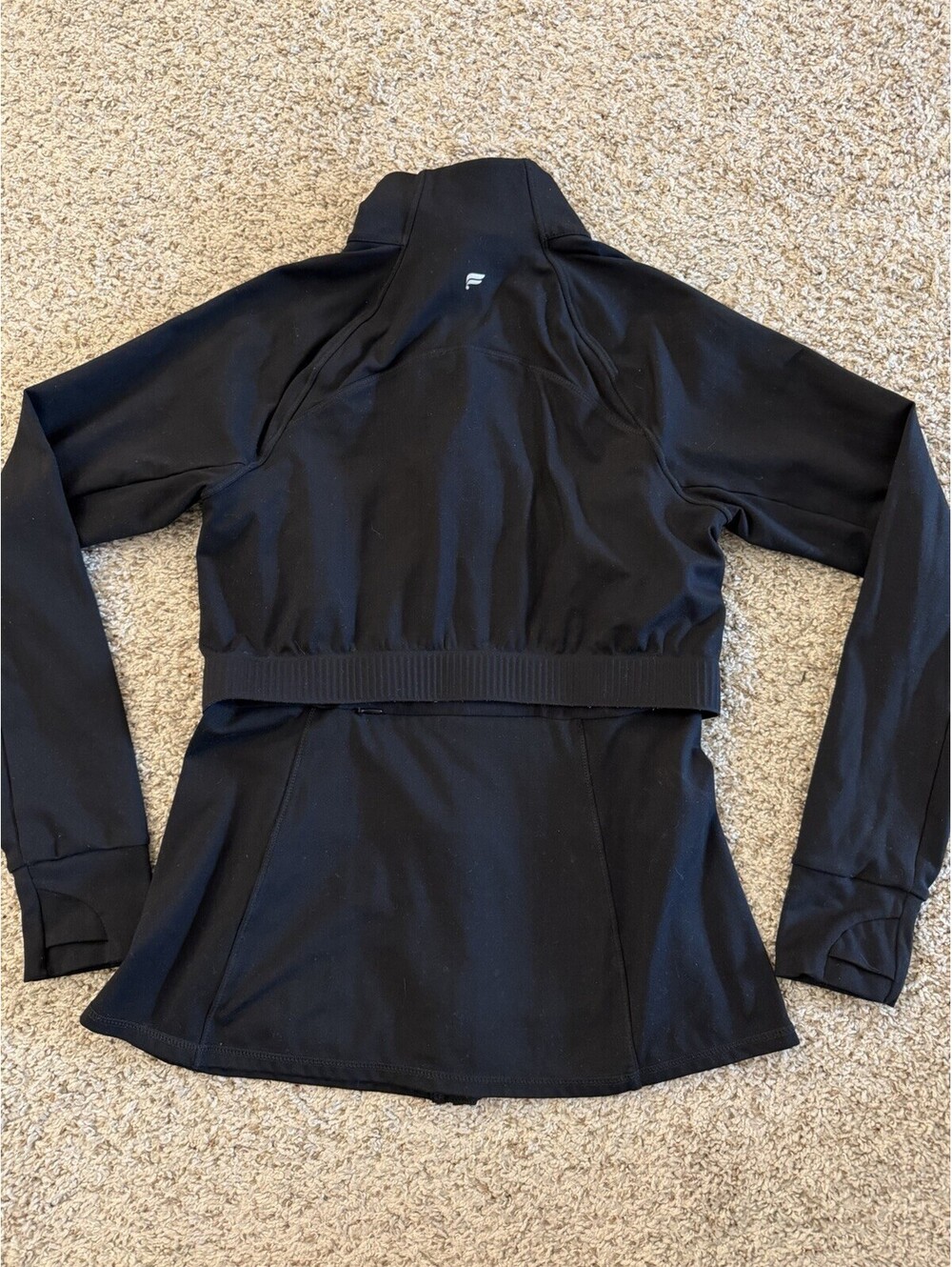 Fabletics Trinity Performance Jacket Black Zip-Up Peplum Size S Athleisure Yoga - Picture 2 of 8